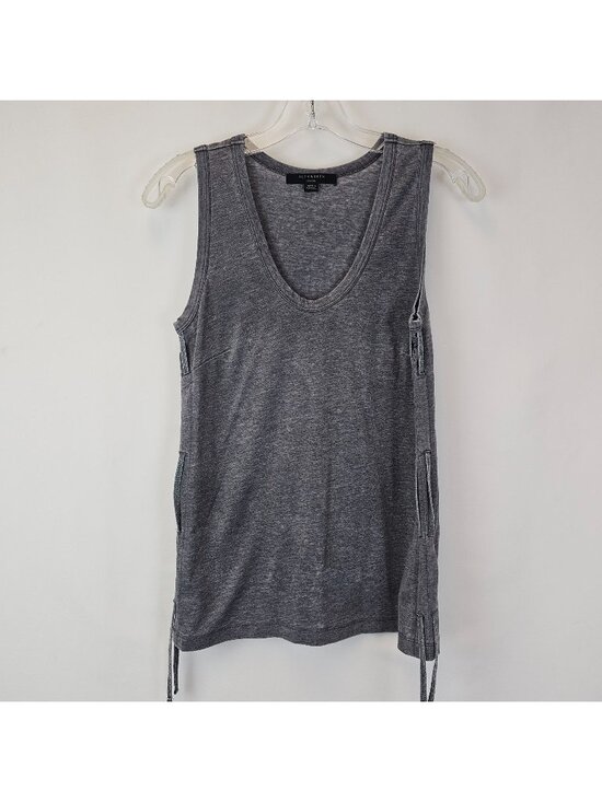 AllSaints Tops - AllSaints Molly Devo Tank Womens S Gray Side Tie Sleeveless Top Athleisure